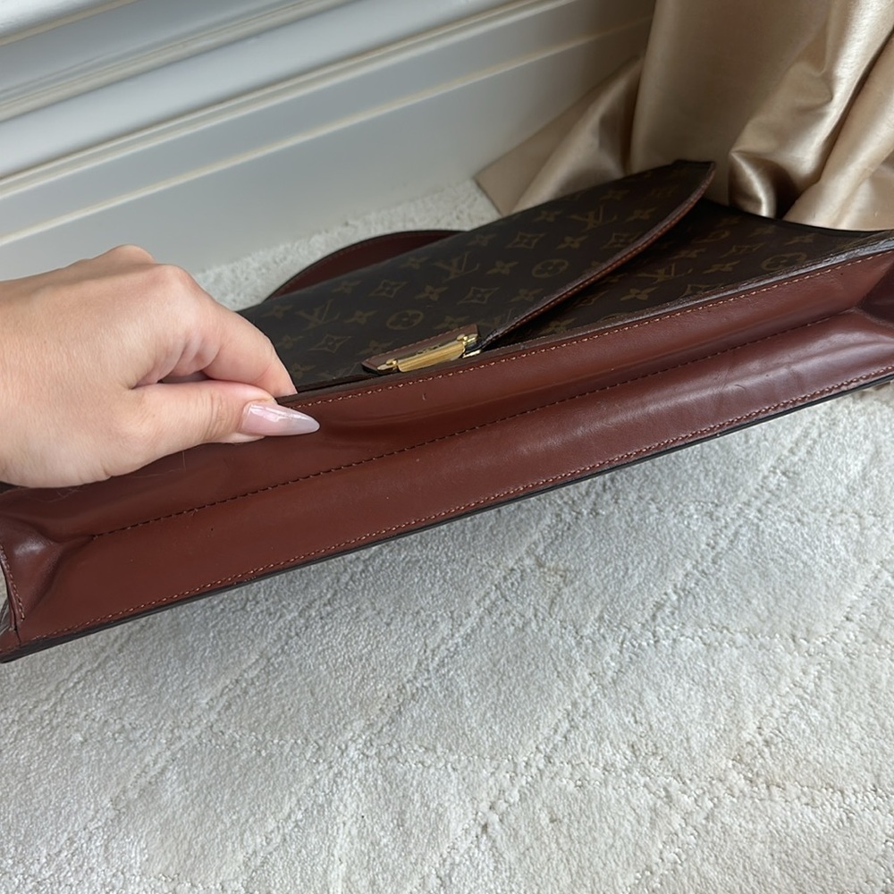 Louis Vuitton Monogram Brown Gold Briefcase Bag Office Business Professional - Picture 9 of 9